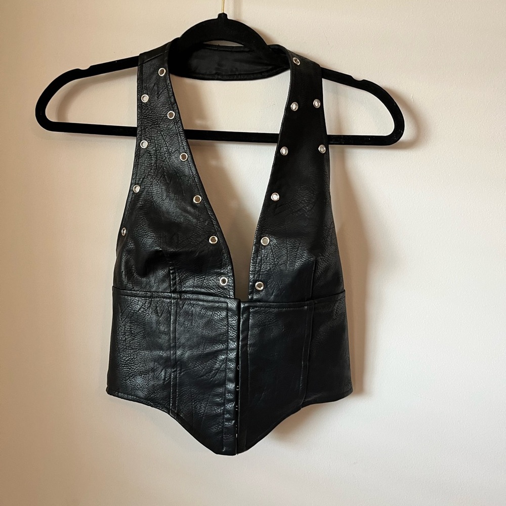 PRINCESS POLLY leather halter corset size 6